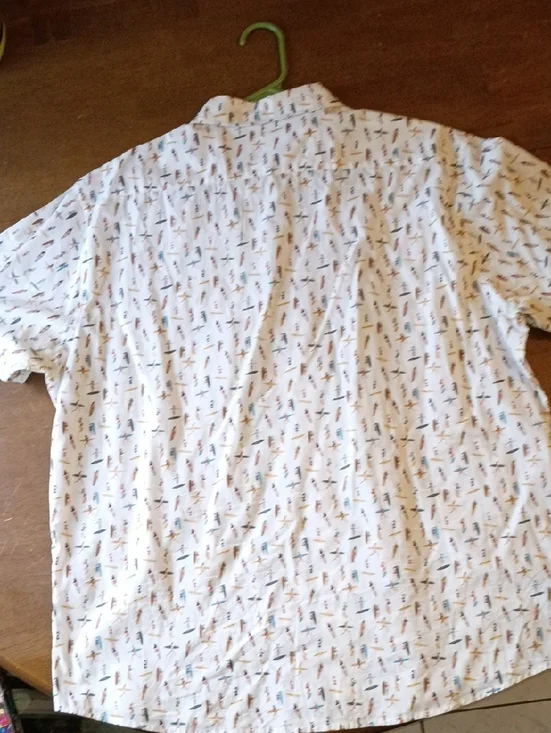 Men's Short Sleeve Button-Up Shirt - Light Blue/White Striped - Picture 6 of 6